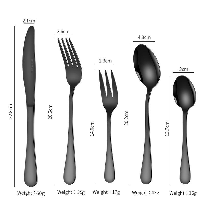 Набор столовых приборов из нержавеющей стали: Нож, Вилка, Ложка для Дома, Отеля, Западного Ресторана, включая Стейковый Нож и Вилку, Суповую и Столовую Ложку с Длинной Ручкой.