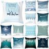 Winter Christmas Elk Snowflake Printing Cushion Cover Home Living Room Sofa Decoration Throw Pillow Cover