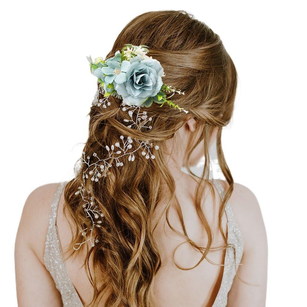 Свадебные хрустальные украшения для волос Цветочная расческа для волос Свадебные аксессуары для волос Расческа для волос с цветочными листьями
