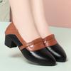 4.5cm Vintage Knit Pointed Toe Shallow Mouth Soft Leather Loafers Women Pumps 2025 Spring Med Block Heels Shoes for Office Mom