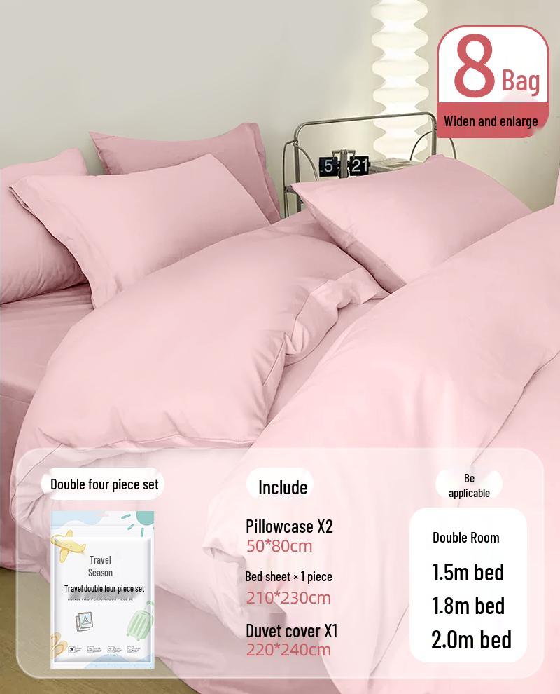 Portable Disposable Bed Sheet & Pillowcase Set: Anti-Dirty, Thickened Four-Piece Travel Kit for Double & Single Beds