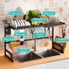 65/85CM 2 Tier Kitchen Dish Drying Rack Over Sink Stainless Steel Dish Drainer Organizer Drying Rack