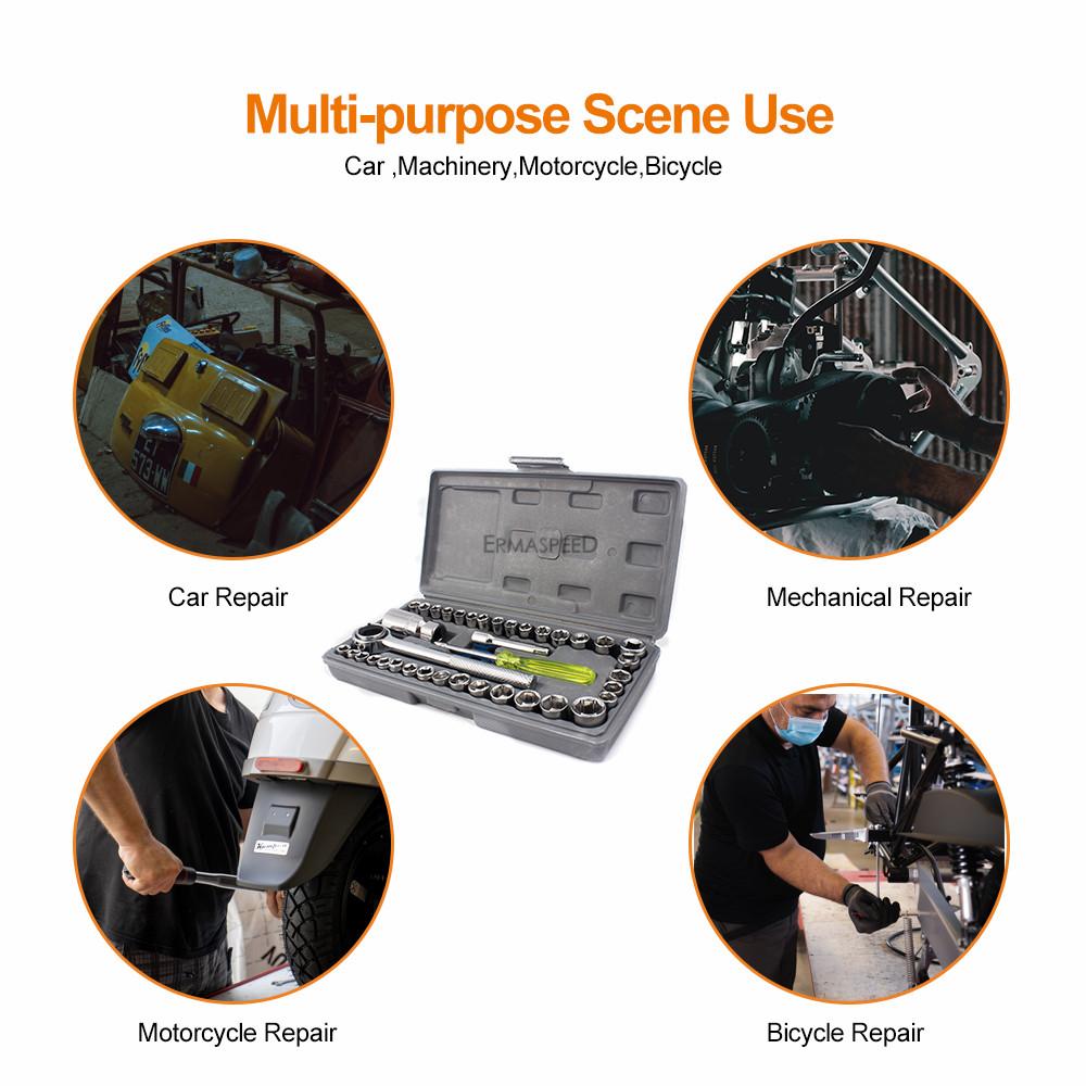 40 шт., инструменты для ремонта мотоциклов, 1/4 дюйма, 3/8 дюйма, комбинированный набор торцевых ключей, инструмент для ремонта, динамометрический ключ с трещоткой, комбинированный инструмент