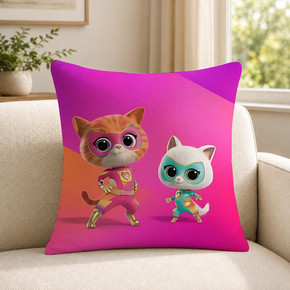 Cartoon SSuperKitties Cushion Cover Soft Short Plush SkinFriendly Cushion Case for MultiScene Use