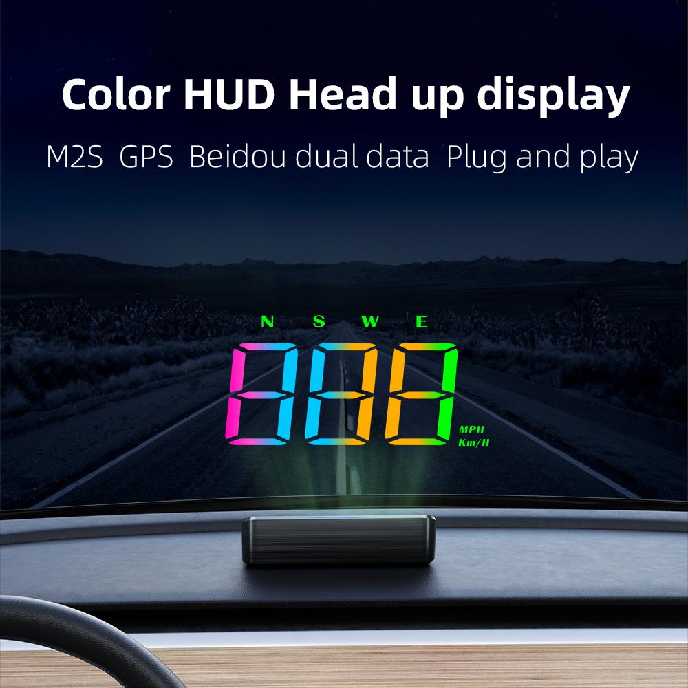 M2S Большой Цветной Шрифт HUD GPS Автомобильный Проекционный Дисплей На Лобовое Стекло Спидометр Компас MPH KMH Автомобильные Электронные Аксессуары