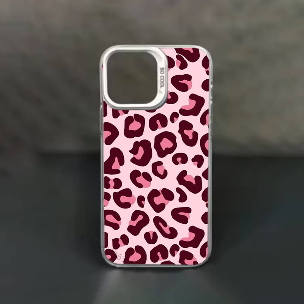 Розовый леопардовый и тигровый крутой чехол для телефона для iPhone 17,16,15,14,13,12,11,Pro,Max,Plus,Mini,X,XS,XR,8,S,SE Мягкий черный чехол