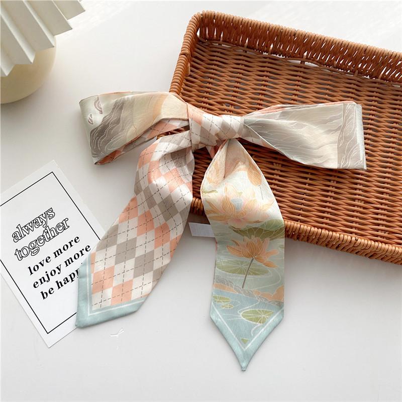 Thin Narrow Long Scarf Spring Autumn Bag Waist Belt Ribbon Hair Tie Scrunchies Headband Scarves Neck Wraps Neckerchief Headscarf