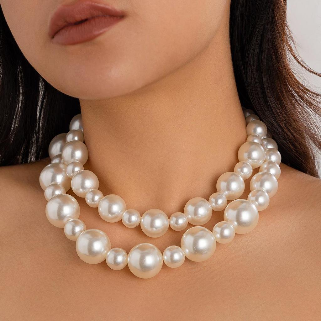 Retro Multi-layer Pearl Clavicle Choker Necklace for Women