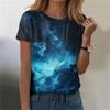 Женская мода Sky Print модная универсальная облегающая футболка с коротким рукавом