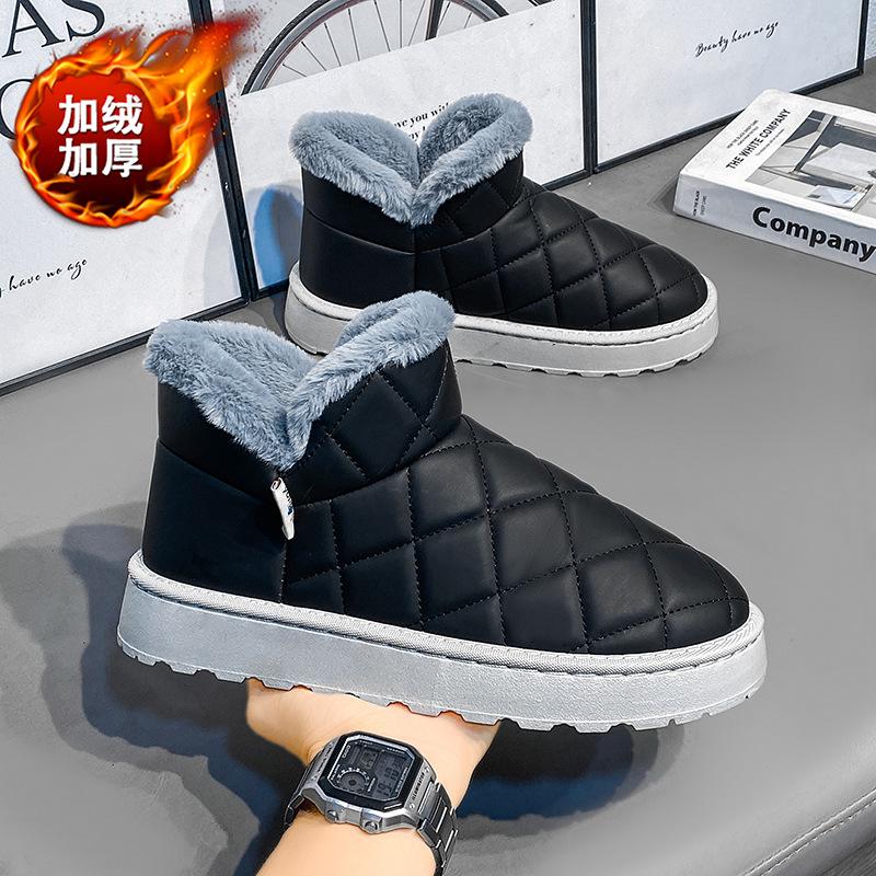 Хлопковые ботинки мужские новые зимние ботинки мужские утепленные ворсистые теплые универсальные короткие ботинки на толстой подошве нескользящие пушистые ботинки