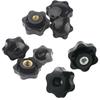 5pcs Thumb Nut Thread Mechanical Black Thumb Nut Clamping Knob Manual Nut Hex Star Nut