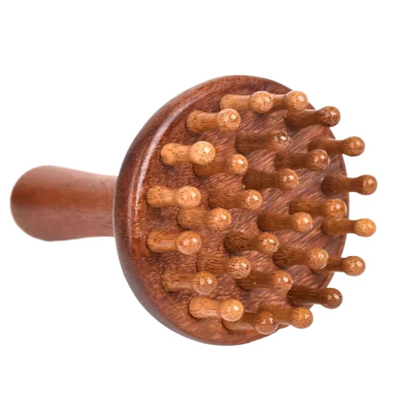 Portable Sandalwood Gua Sha Massage Brush Head Neck Abdominal Leg Body Meridian Massager Wooden Massage Tools
