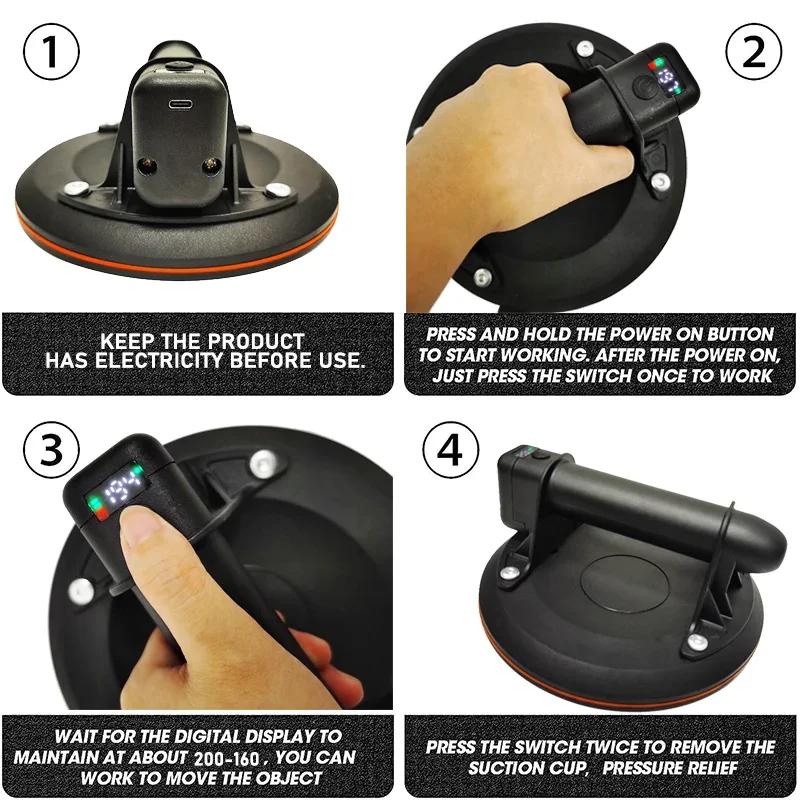 8-дюймовая электрическая вакуумная присоска грузоподъемностью 250 кг, сверхмощный вакуумный подъемник для гранитной плитки, стекла, ручного подъема, мощный