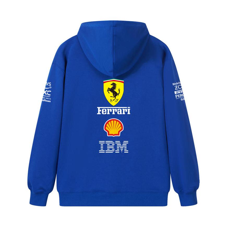 Худи на молнии с принтом команды Формулы-1 Ferrari для пары, свободная повседневная толстовка с капюшоном на молнии, модная уличная одежда, пуловер