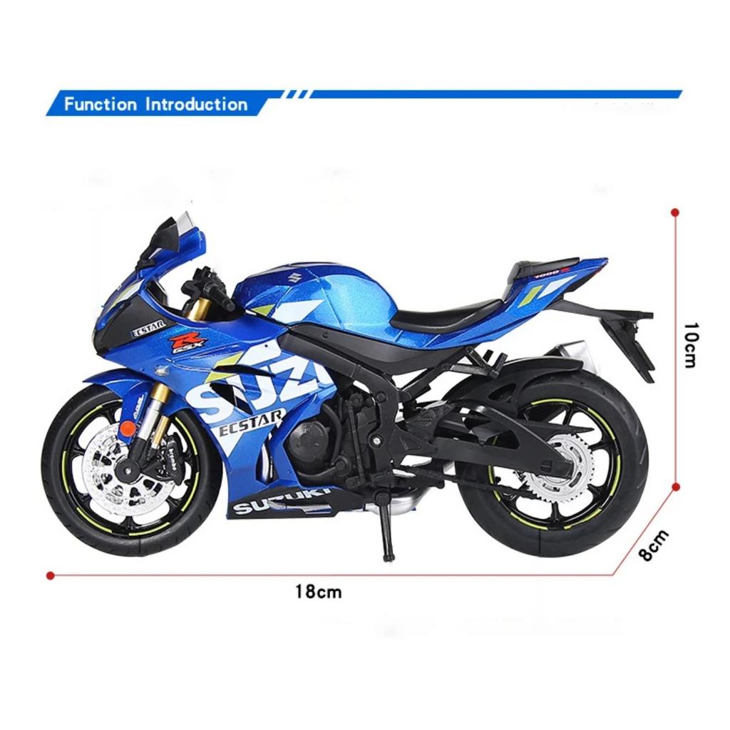 1/12 Suzuki GSX-R1000R Alloy Sports Motorcycle Model Diecast Toy Street Cross-Country Motorcycle Model Sound and Light Kids Gift