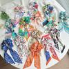 Silk Scarf for Hair Bow Women Design Horse Print Sweet Elastic Hairband Ponytail Holder Gum for Hair Ties Hair Accessories
