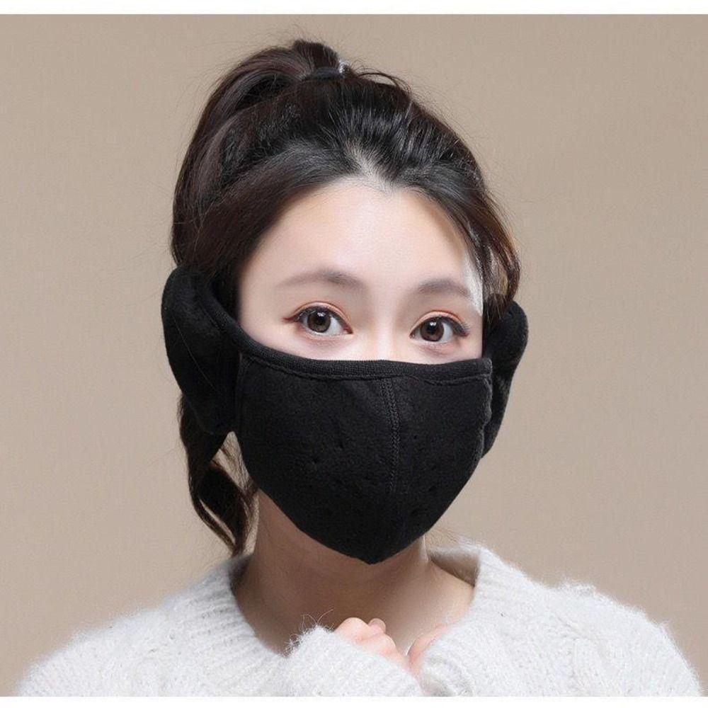 Fleece Earmuffs Mask Thermal Half Face Mask Breathable Earflap Wrap Mask  Riding