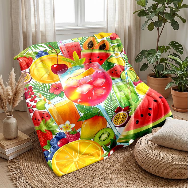 Fruit Salad Party Theme blanket Lightweight Warm Flannel Blanket Decorative Throw Blanket for Home Decoration