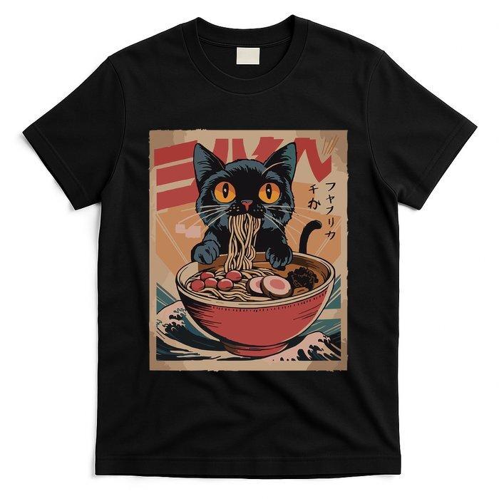 Cat Ramen Japanese Funny Graphic Kawaii Cat Anime T-Shirt Unisex
