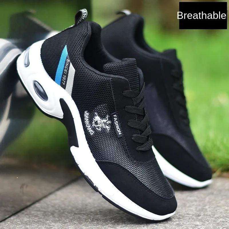 Мода 2024 года, новые дышащие кожаные вулканизированные туфли zapatos de hombre Брендовые мужские кроссовки с воздушной подушкой для бега для мужчин на платформе