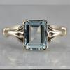 Huajie Classic Square Sea Blue Topaz Women's Ring with Antique Silver Plating