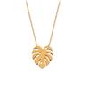 [Q6290] - Gold Plated 'Jungle' Necklace - 45 Cm - 18x16 Mm (monstera)