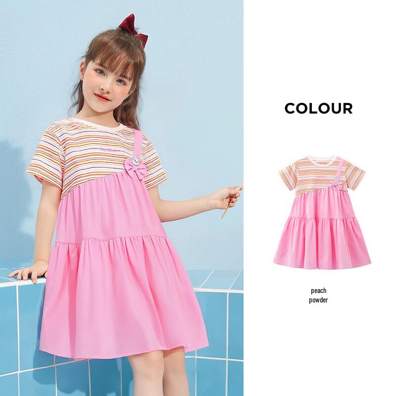 Disney Girls' Faux Two-Piece Striped Tiered Dress