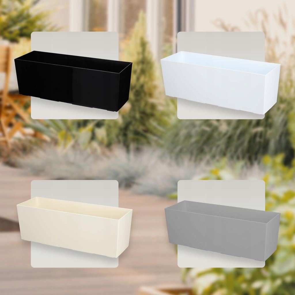 KADAX Doniczka Donica Skrzynka Balkonowa Z Wkładem Kwietnik Czarny Połysk 19x56cm