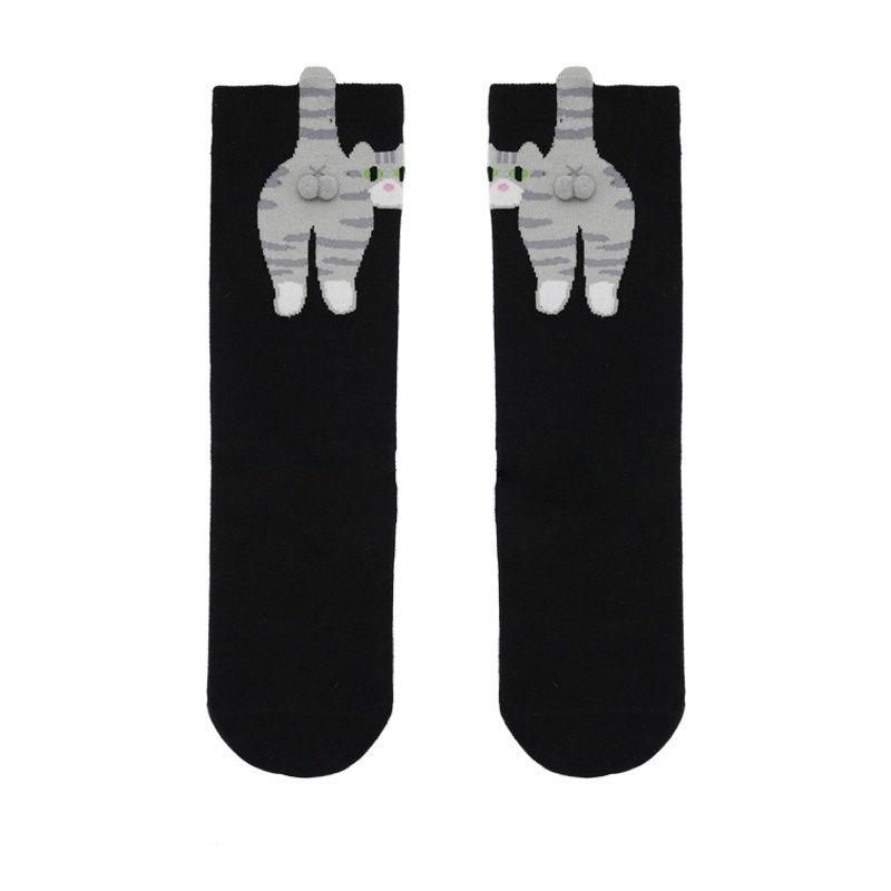 Cute Cat Socks with Balls Cotton Funny Animal Fun Crew Socks Casual Cats Print Cozy Socks GZW