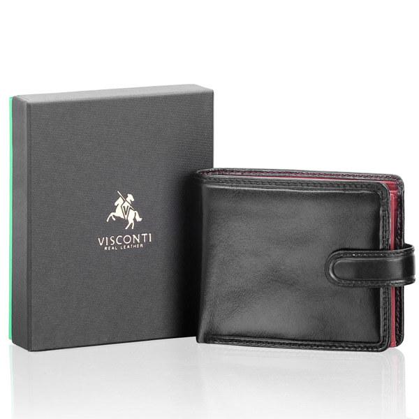 Visconti Tr-35 Men' Leather Wallet Black and Red