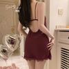 Women's Silky Satin Deep V Push Up Padded Sleep Dress Lounge Set
