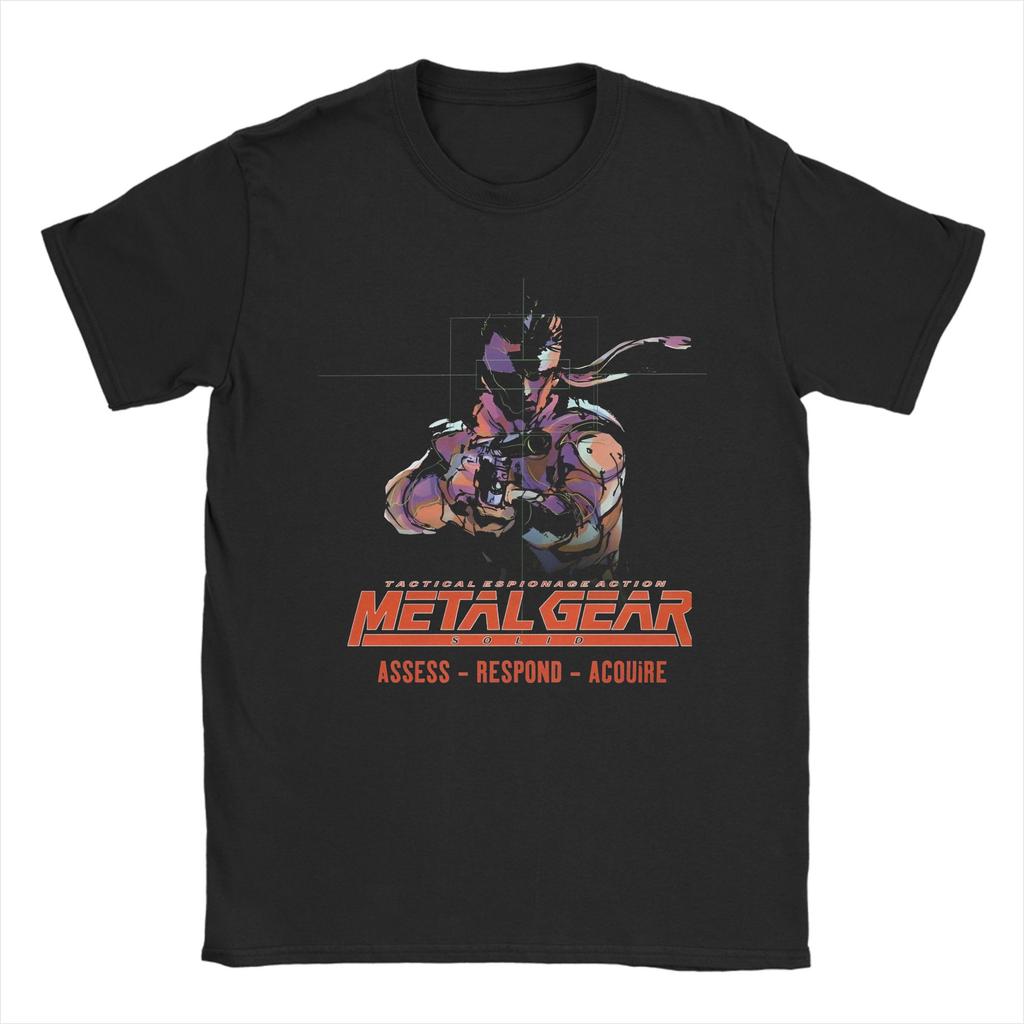 Винтажная Футболка с изображением Metal Gear Japan Видеоигра Мужская Круглый Вырез Хлопковые Футболки Короткий Рукав Летние Топы