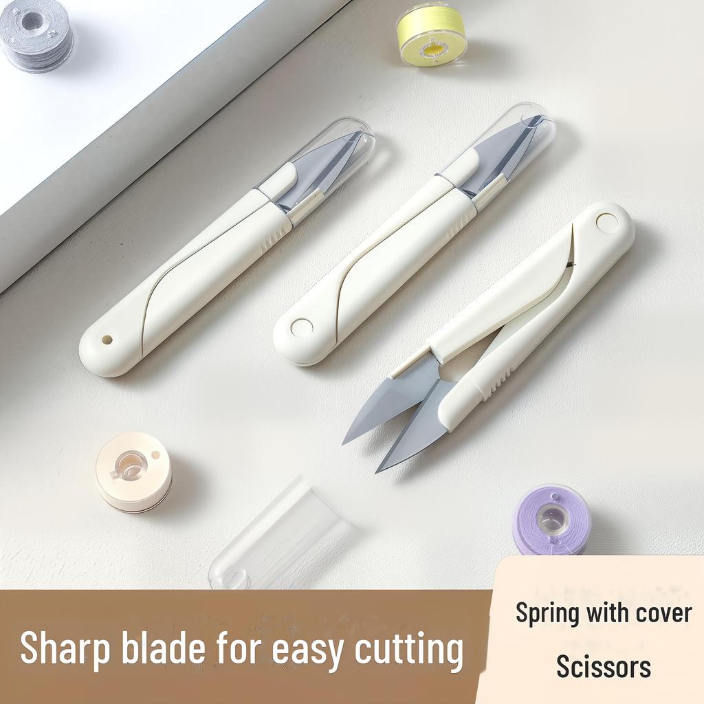 1PC "Portable Craft Scissors with Cover for Sewing, Thread Cutting, Tailoring, Fishing Line, and Cross Stitch"