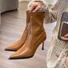 Pointed Toe High Heels Women's Boots Ankle Sexy Shoes Fashion Winter 2024 Hot Selling Versatile High Heels Chelsea Boots Walking