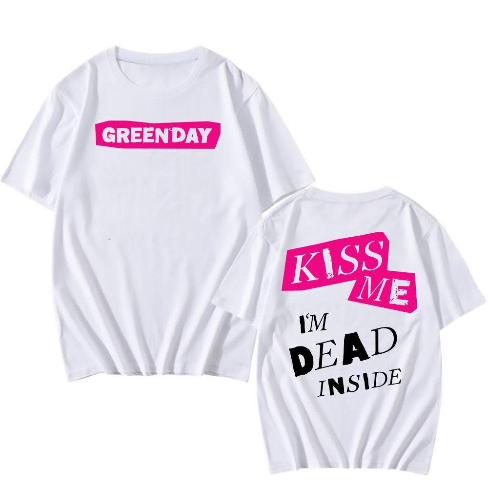 Kiss Me I'm Dead T-Shirt Green Day Saviors Album Graphic Tshirts Short Sleeve Cotton Unisex Streetwear Hip Hop T Shirt Print
