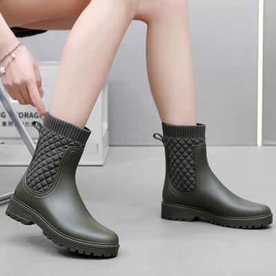 Резиновые сапоги женские водонепроницаемые туфли женская верхняя одежда 2024 новые резиновые сапоги противоскользящие водонепроницаемые туфли на толстой подошве модные