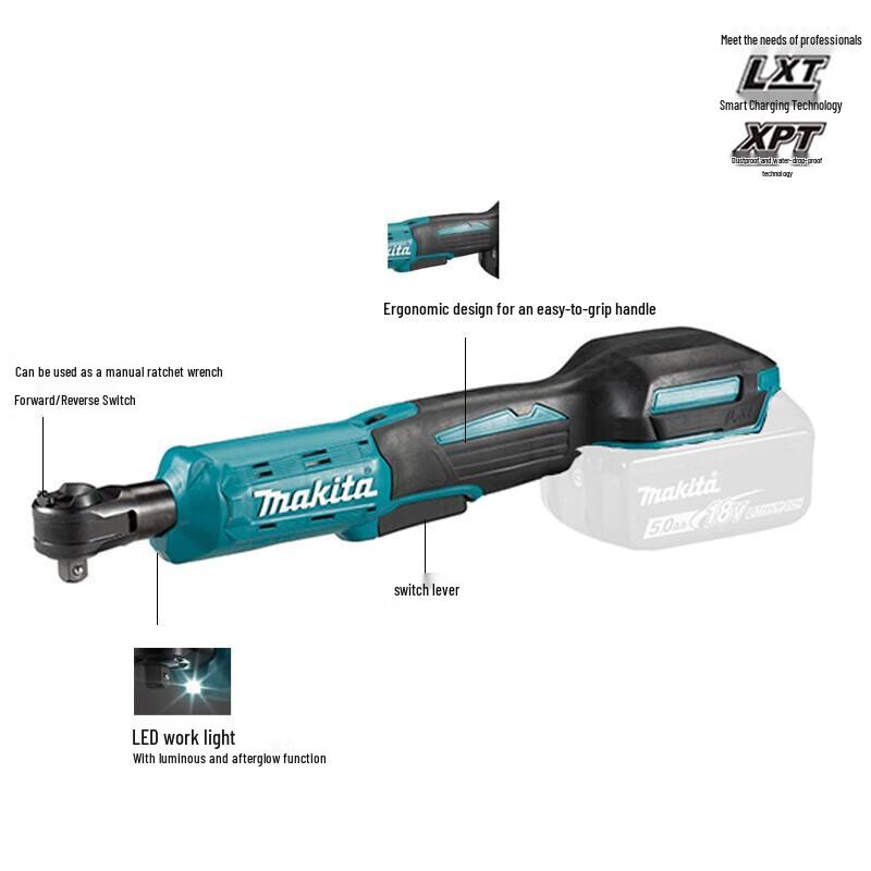Makita DWR180 18В Бесщеточный аккумуляторный гайковерт-трещотка CN вилка (адаптер в комплекте)