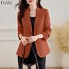 Women Casual Turn Down Collar Long Sleeve Thin Cardigan Blazer