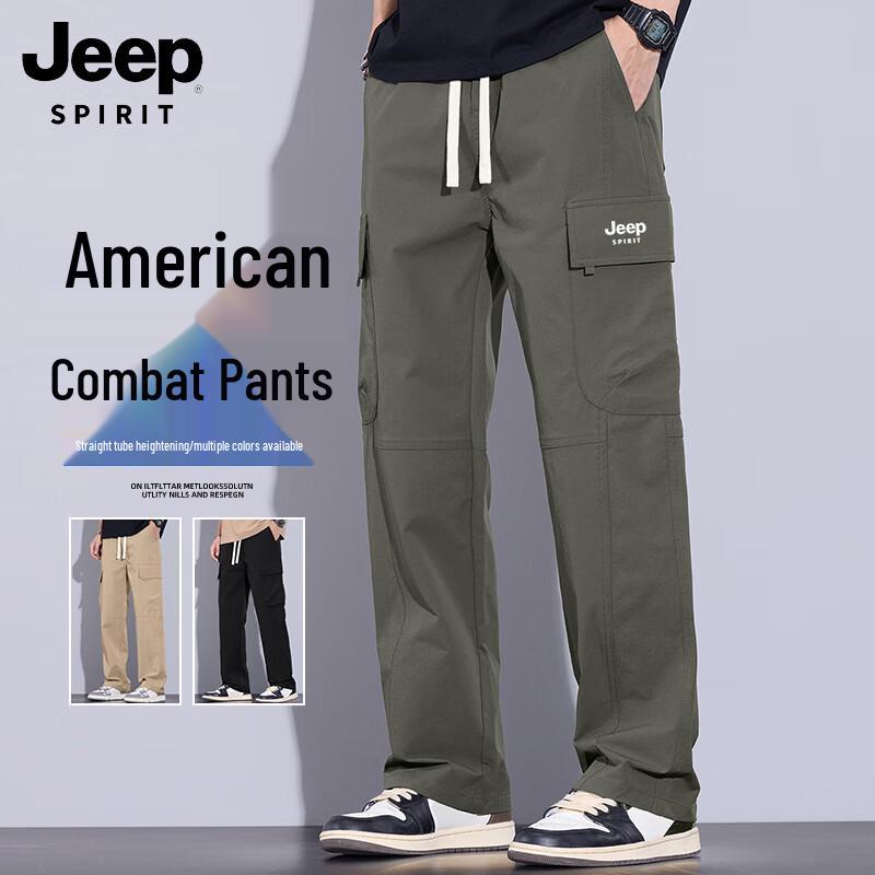 JEEP SPIRIT Men's Multi-Pocket Loose Straight Cargo Pants