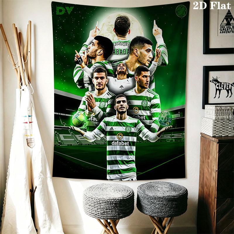 Celtic Football Club Wall Hanging Printed Fabric Blanket Decorative Tapestries for Bedroom Living Room Home Decor