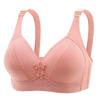 Lightweight women’s plus-size bra for a fuller bust – wire-free, push-up, red button-fastening ‘mum’ style bra