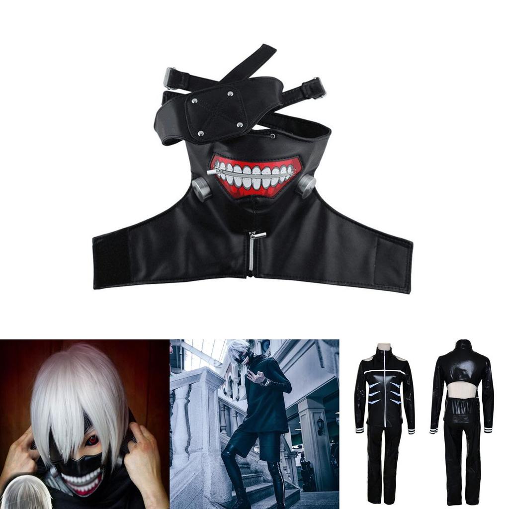 Элегантный костюм Канеки Кена из Tokyo Ghoul в полный рост с модным дизайном, идеально подходит для Хэллоуина и тематических вечеринок