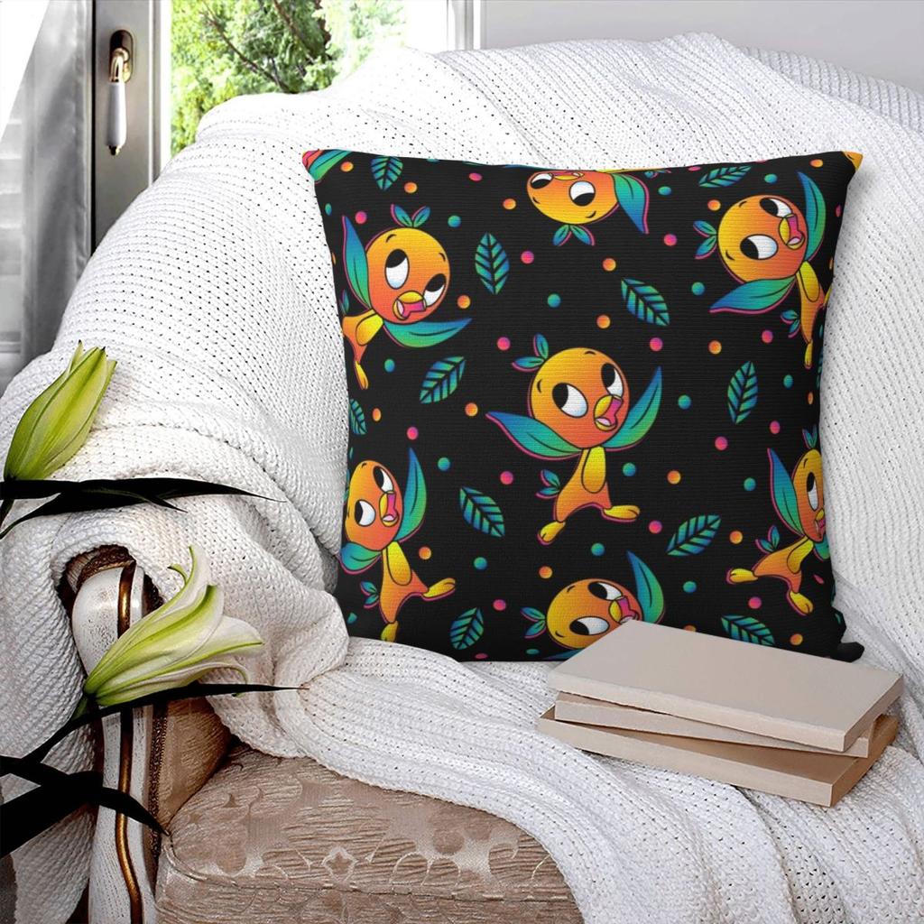 Orange Bird Square Pillowcase Pillow Cover Polyester Cushion Zip Decorative Comfort Throw Pillow for Home Sofa