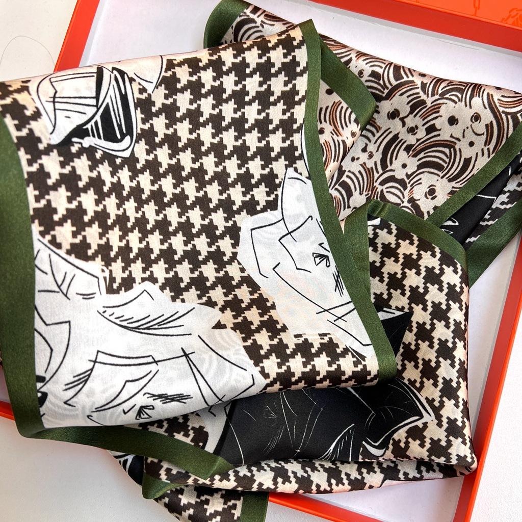 Suhang Silk Mulberry Silk Silk Scarf Oil Painting Double-Layer Double-Sided Silk Scarf Small Long Scarf Streamer