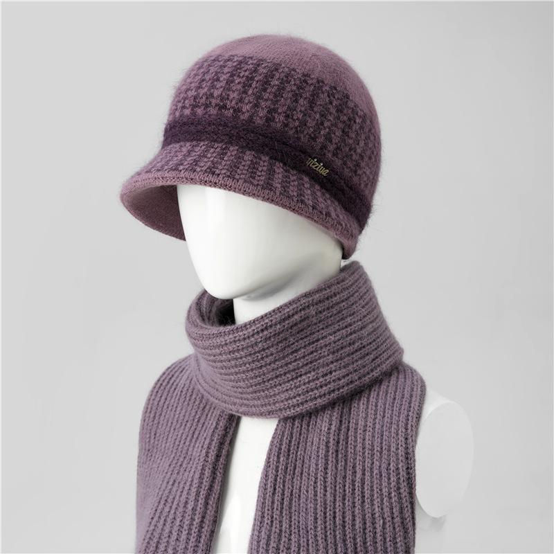 Hat Female Season Mom Grandma Rabbit Hair Thermal Basin Hat Fleece Thickened Old Lady Wool Hat