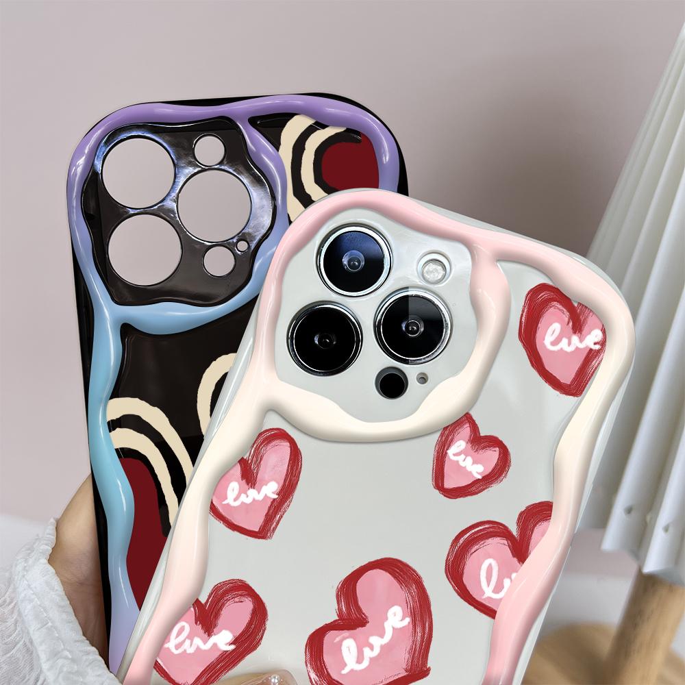 Мультяшный узор, кремовая текстура, мягкий силиконовый чехол с волнистыми краями, чехол для телефона IPhone Samsung Huawei Honor Xiaomi Redmi OPPO Realme Vivo Infinix