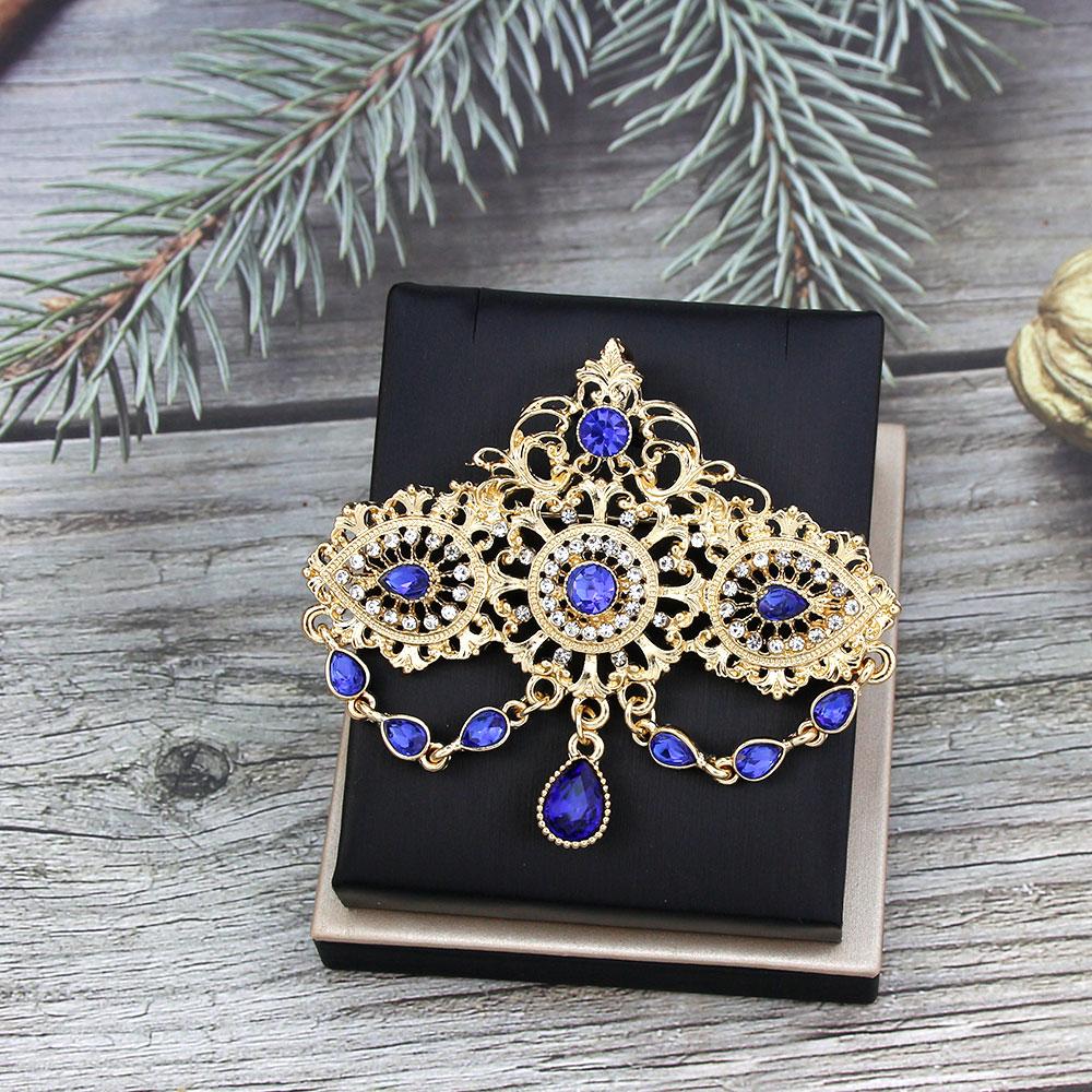 Women's Brooch Gold Crystal Jewelry Brown Brooch Bridal Dress Brooch