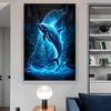 Голубые дельфины, холст, картина, принт, современный настенный художественный постер, абстрактная мечтательная картина с животными, гостиная, спальня, домашний декор, Куадрос