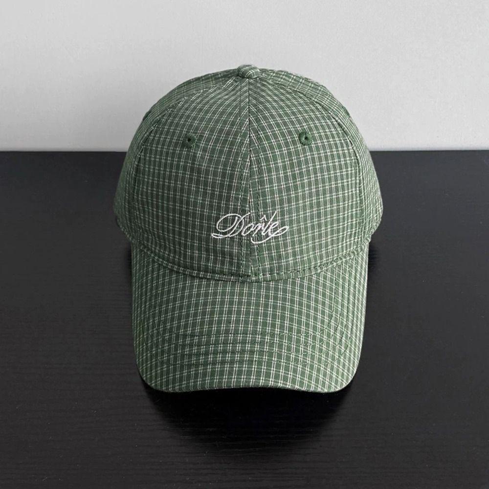 Sunshade Embroidered Baseball Cap Cotton Y2k Peaked Cap Simple Plaid Baseball Cap Teenagers