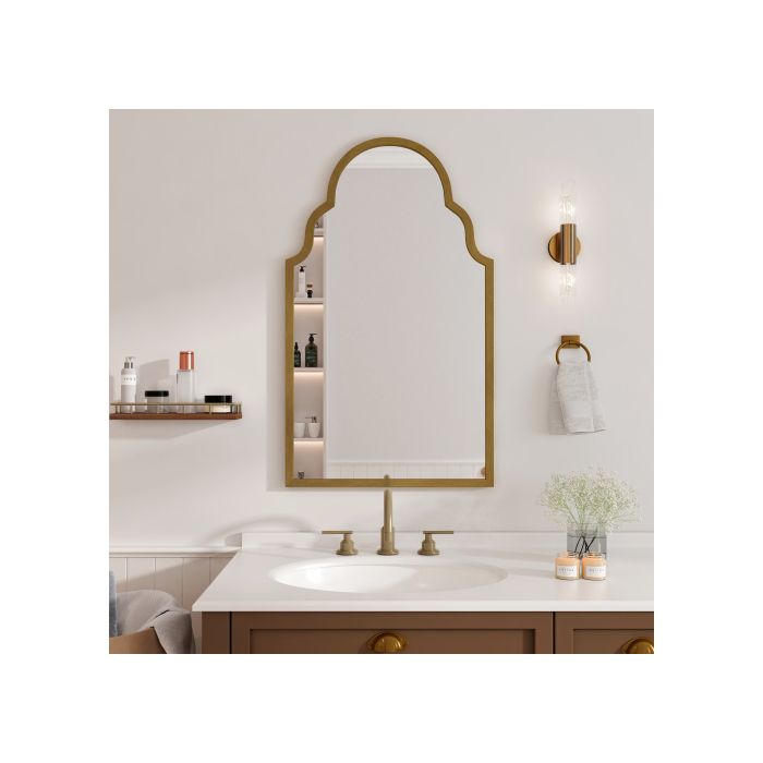 Miroir Rectangulaire, 61 X 101 Cm Miroir Rectangulaire En Bronze, Mural Avec Cadre Métallique, Miroir Mural De Salle De Bain.